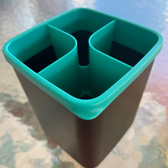 Tupperware Neo 4 Compartment Divided Storage Kitchen Tidy Pot Black Turquoise - Picture 6 of 7